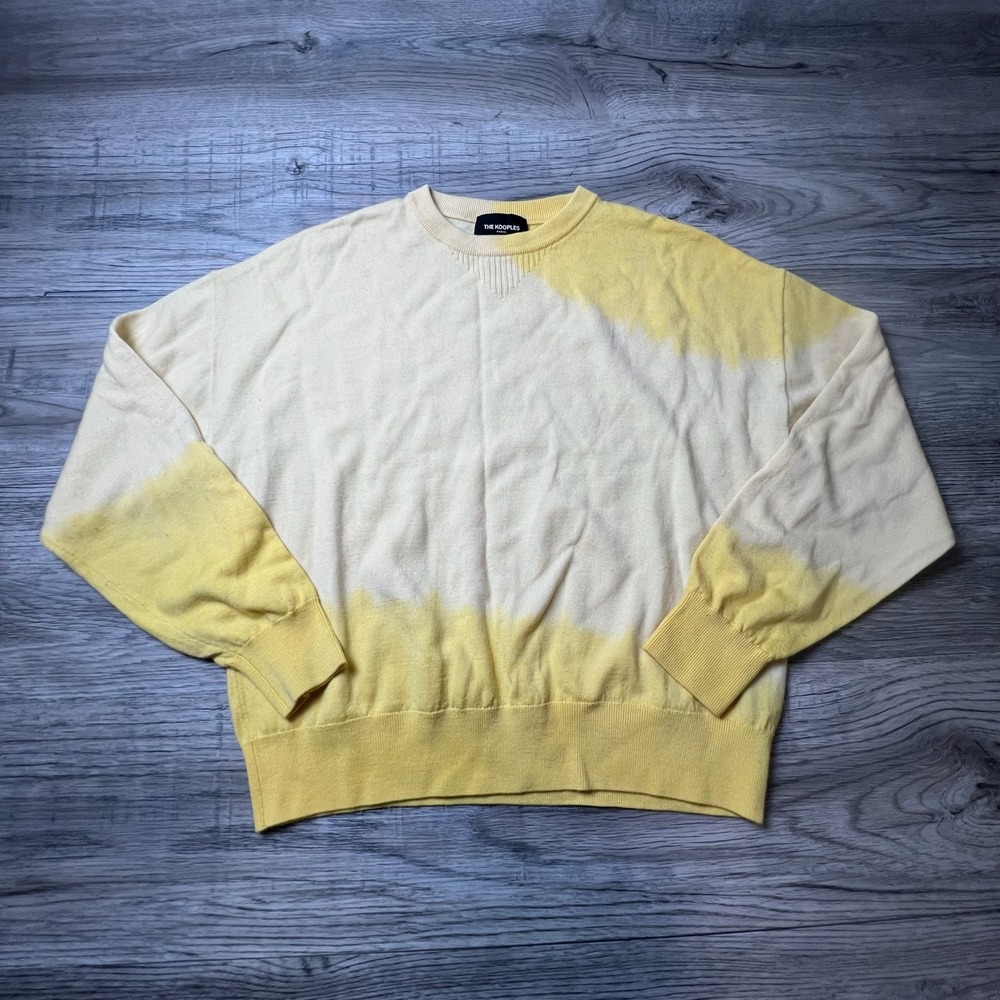 The Kooples Sweater Women 0 Yellow Dip Dye Wool Crewneck Oversized Pullover AF85